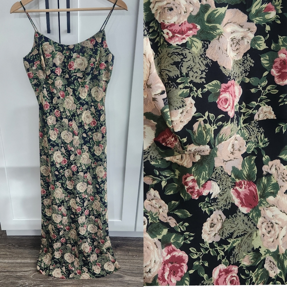 Vintage Jessica McClintock Gunne Sax Floral Y2K Maxi Dress 7/8